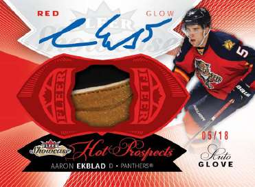 14-15 Fleer Showcase Red Glow Glove Autograph Aaron Ekblad