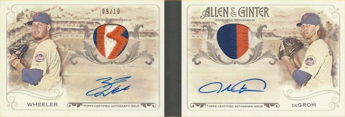 2015 Allen & Ginter Dual Relic Autograph Wheeler and deGrom 